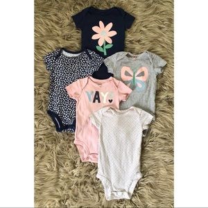 *Baby Girls 6mth Navy, Gray & Pink Onesies*